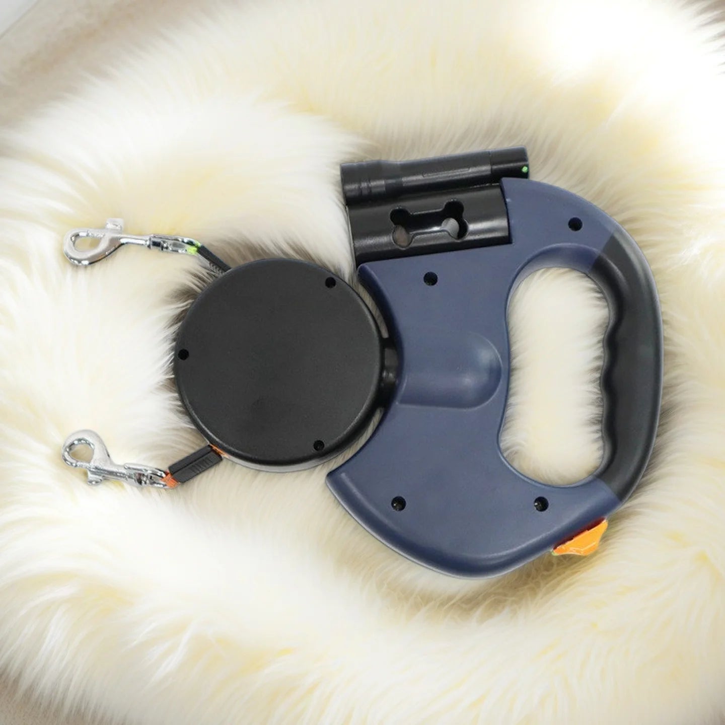 Retractable Dual Dog Leash with LED Light, 360-Degree Swivel, Tangle-Free Design, Independent Braking System, and 3M Reflective Leads for Enhanced Safety