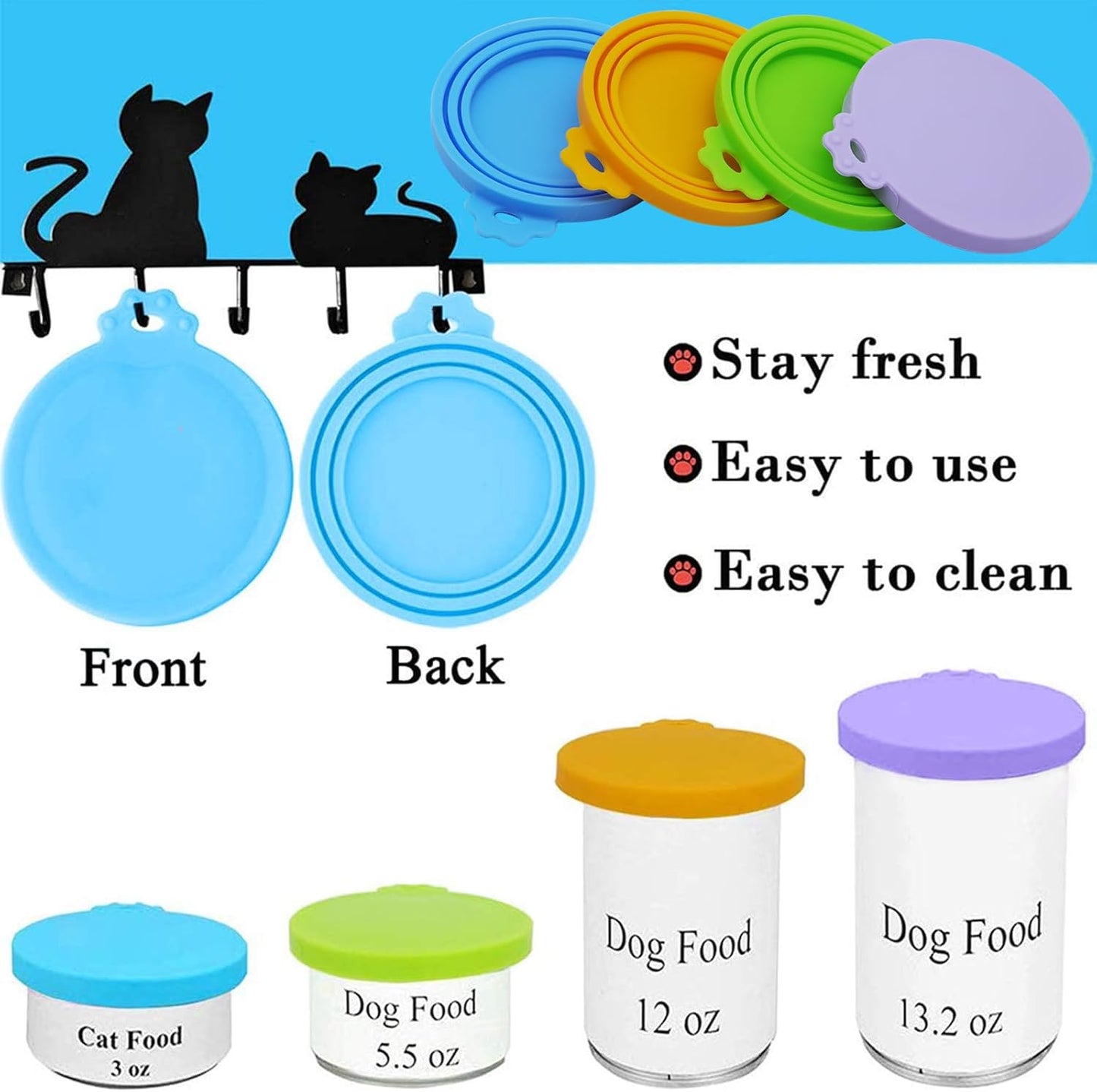 Canine and Feline Food Hats: 4 Silly Silicone Lids for Your Pooch and Puss's Pantry (Mix It Up with Colors!)